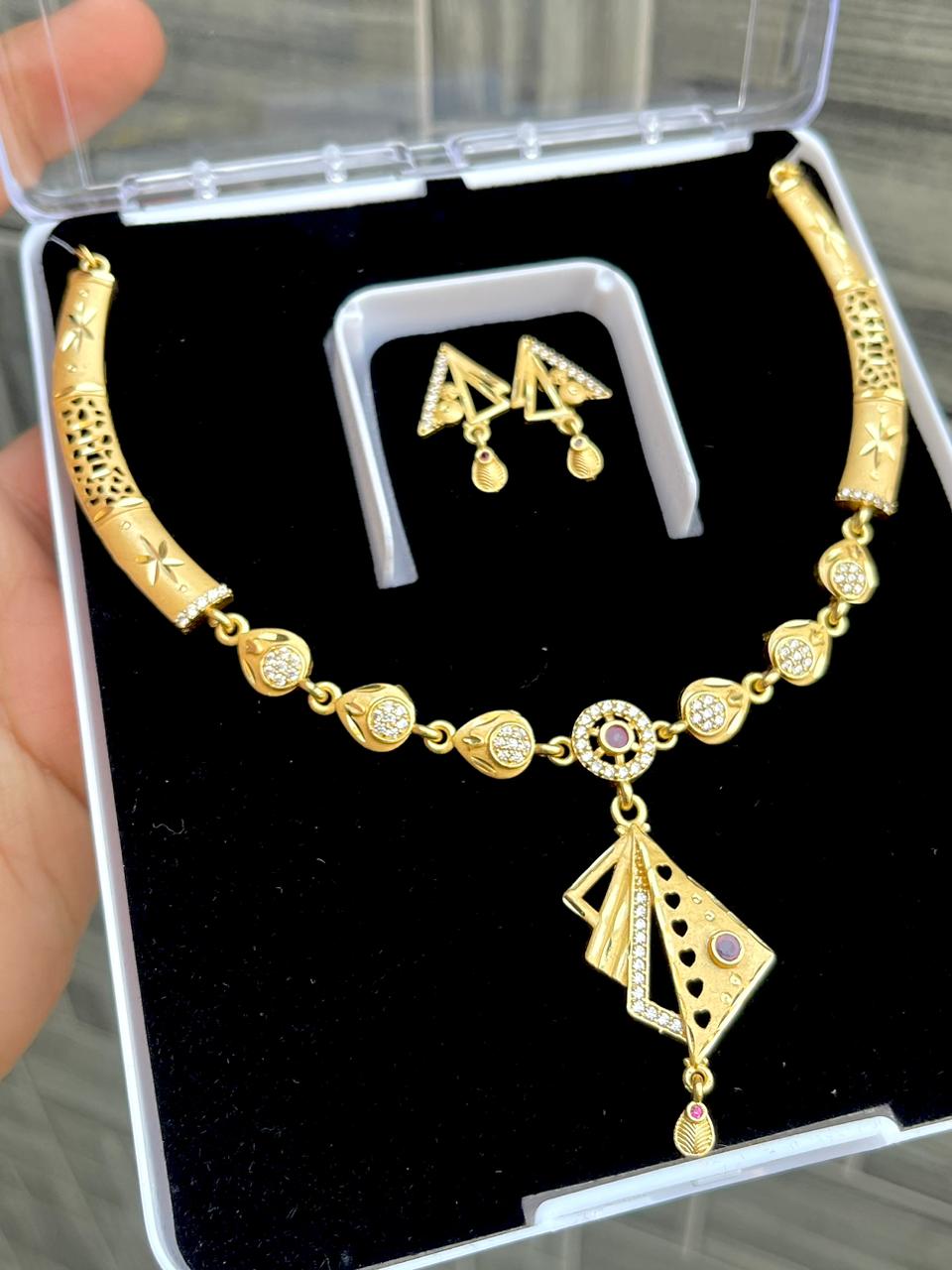 Gold Plated Necklace With Earrings